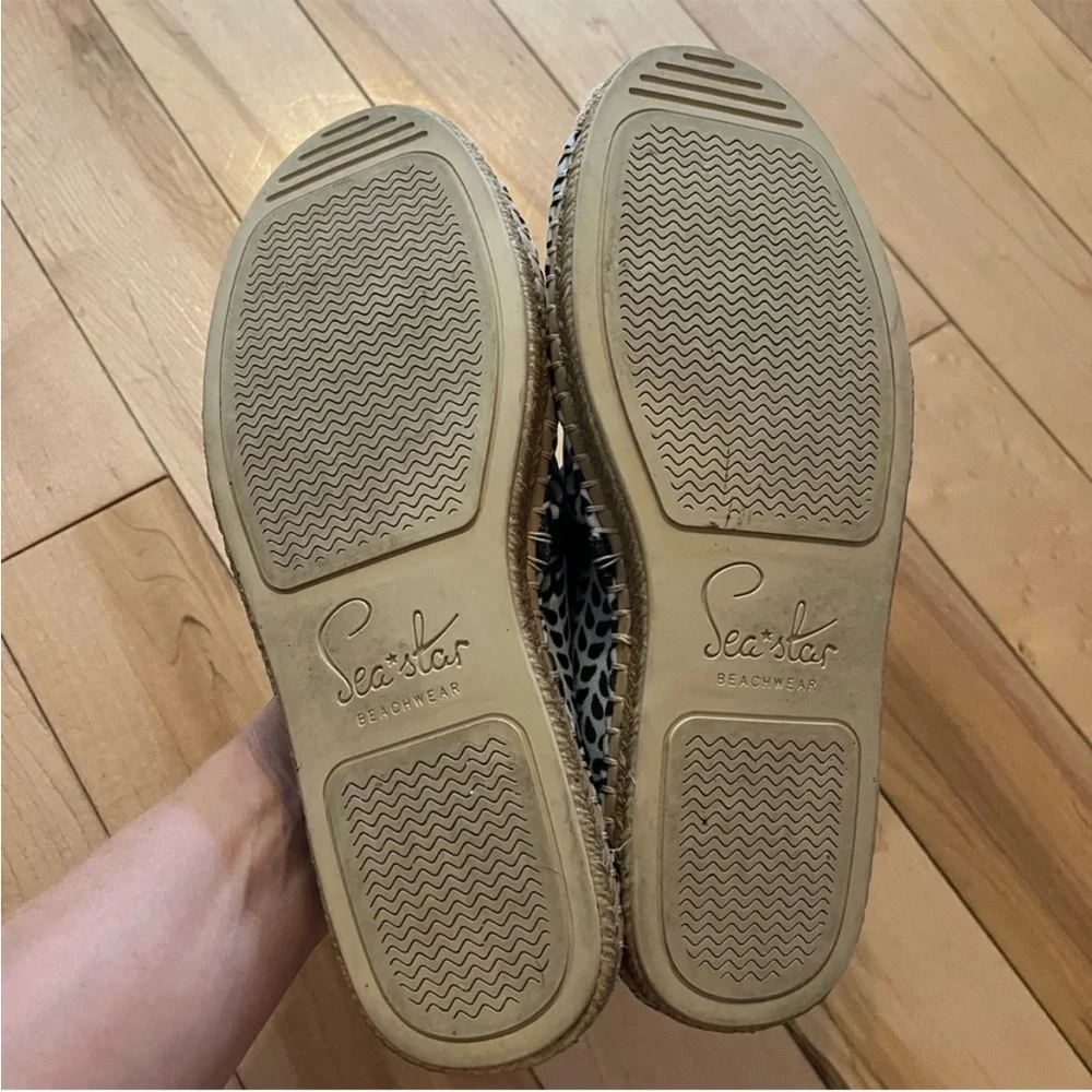 Sea Star Beachwear Navy White Patterned Mariner Beachcomber Espadrille size 8